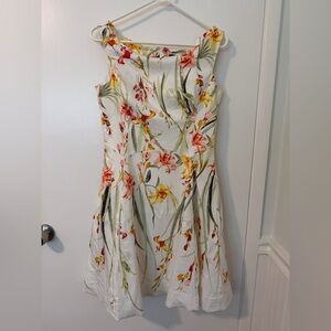 White House Black Market Floral Sleeveless Boatneck Dress